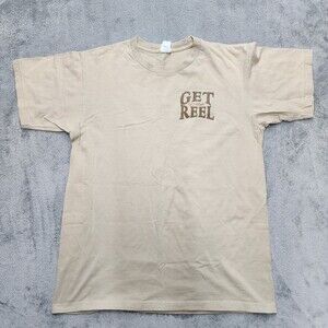 Get Reel Go Fish Shirt Men's Brown T-Shirt Peacock Bass Size M